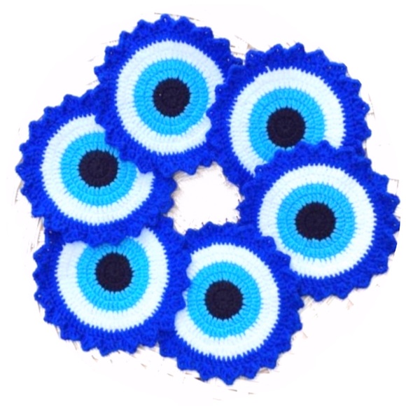 Set of 6Pcs Coasters 🧿 Eye-Evil Crocheted Table Decor - Brand New - Picture 5 of 5